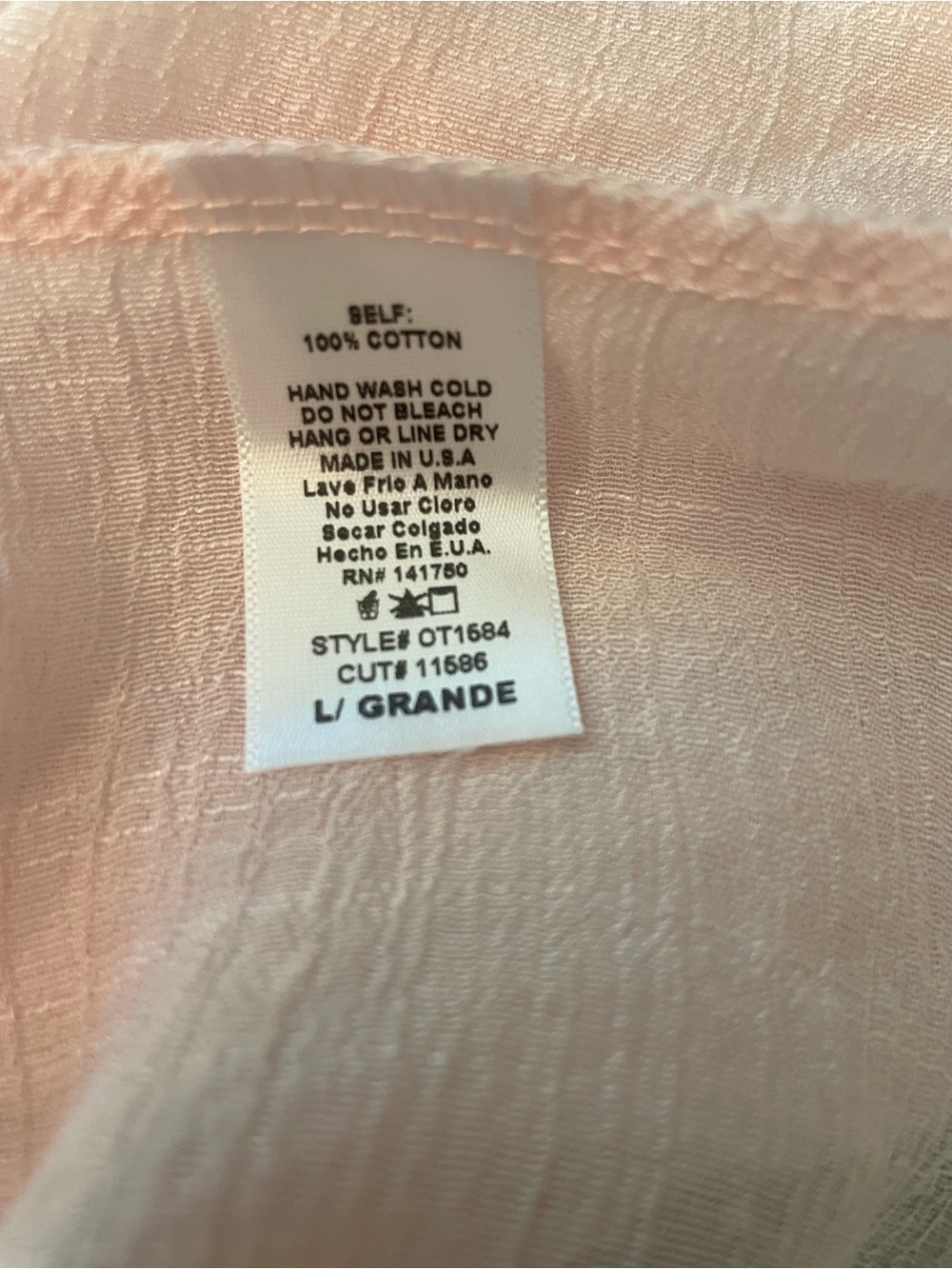 Orange Creek Pink and Cream Sheer Lace Paneled Sleeveless Blouse Top L - Picture 8 of 9
